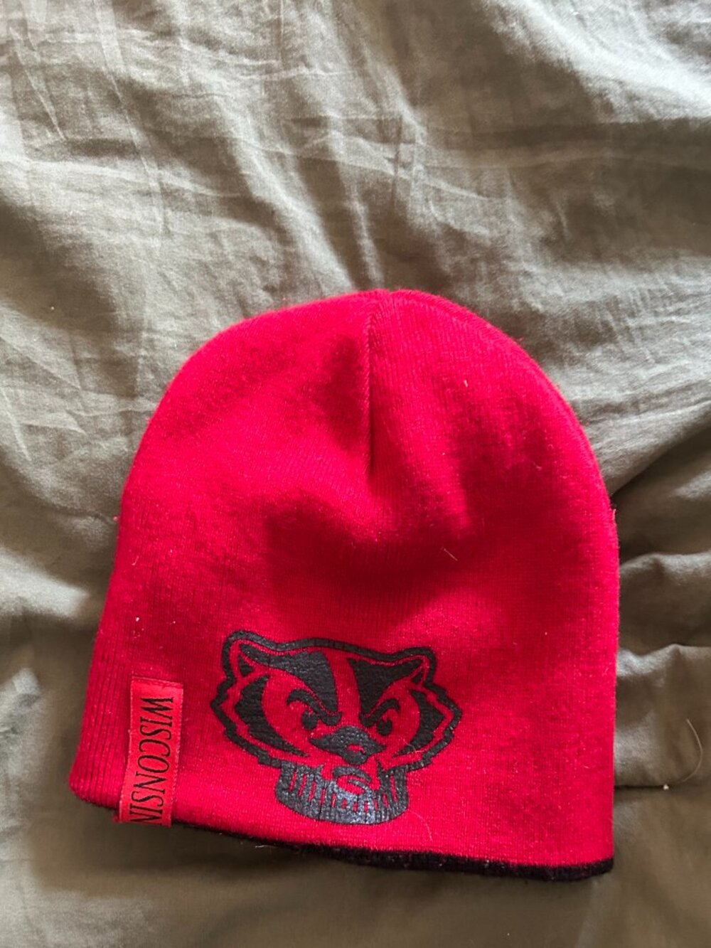 Knit Wisconsin Badger hat--Reversible